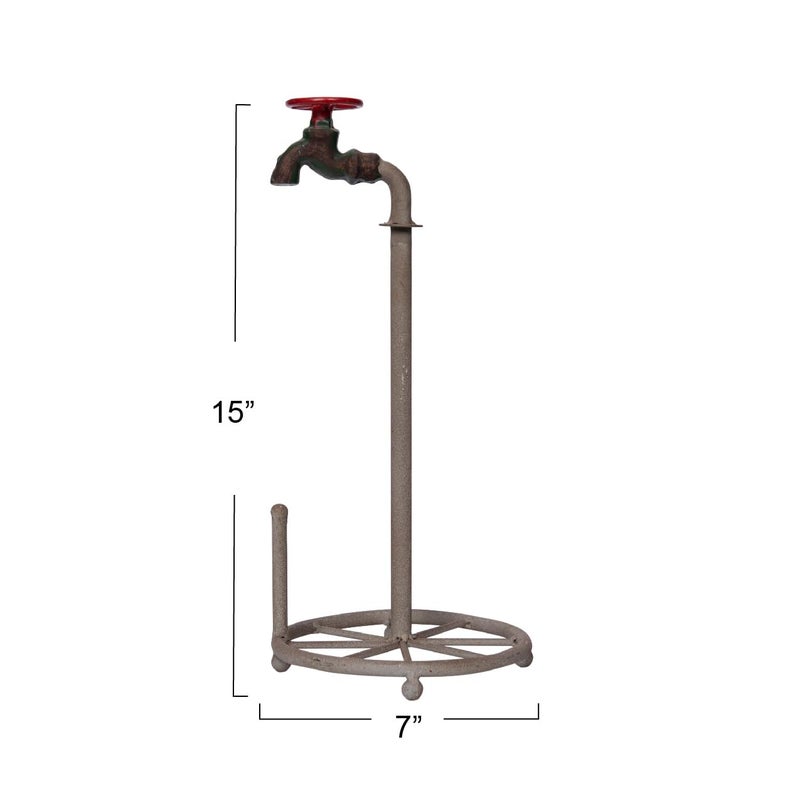 Creative Co-Op Rustic Metal Faucet Paper Towel Holder - Image 2